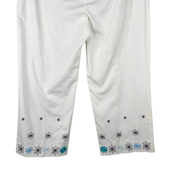 Ann Taylor LOFT Ann Pants Cropped 10 White Embroidered Flowers - Picture 11 of 11